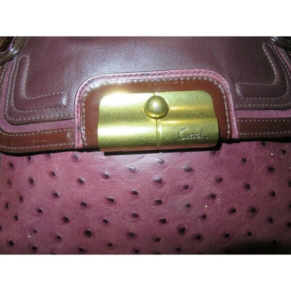 Coach 2011 Kristin Ostrich Embossed Mixed Leather Plum Purple Satchel - Picture 8 of 14